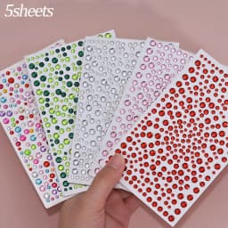 1sheet 900pcs Rainbow Face Glitter Gem Stickers Stick-On Facial Tattoo Eye Rhinestone Jewels 3/4/5mm Mix Wedding Party Make Up