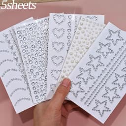 1sheet 900pcs Rainbow Face Glitter Gem Stickers Stick-On Facial Tattoo Eye Rhinestone Jewels 3/4/5mm Mix Wedding Party Make Up