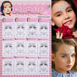 1sheet 900pcs Rainbow Face Glitter Gem Stickers Stick-On Facial Tattoo Eye Rhinestone Jewels 3/4/5mm Mix Wedding Party Make Up