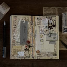 Yoofun 300cm Washi Tape Vintage Map Ticket Bill Coupon Masking Tape for Collage Junk Journal Scrapbooking Planner DIY