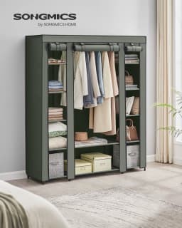 SONGMICS closet 12 Cloth Cabinet with Rack and Storage Stable Wardrobe for Bedroom Dressing Room