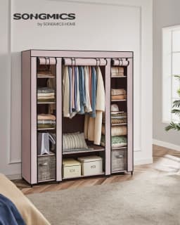 SONGMICS closet 12 Cloth Cabinet with Rack and Storage Stable Wardrobe for Bedroom Dressing Room