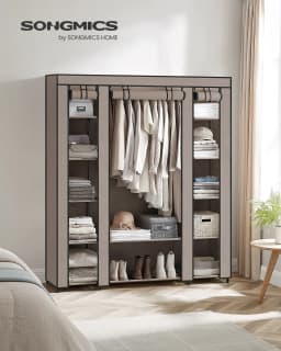 SONGMICS closet 12 Cloth Cabinet with Rack and Storage Stable Wardrobe for Bedroom Dressing Room