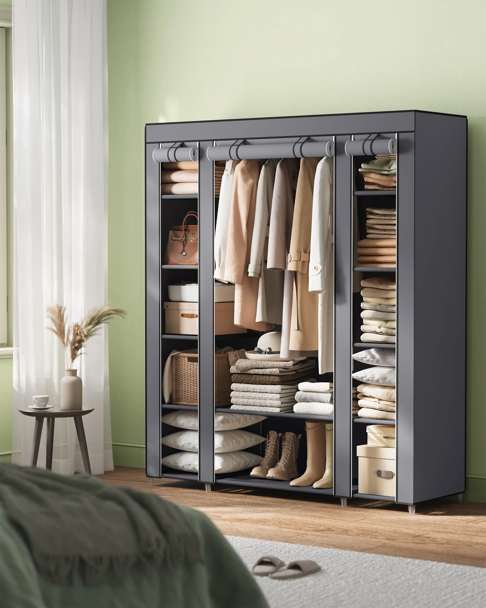 SONGMICS closet 12 Cloth Cabinet with Rack and Storage Stable Wardrobe for Bedroom Dressing Room