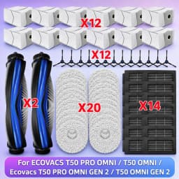 Fit For ECOVACS T50 PRO OMNI/T50 OMNI/T50 PRO OMNI GEN 2/T50 OMNI GEN 2 Parts Main Roller Side Brush Filter Mop Cloth Dust Bag