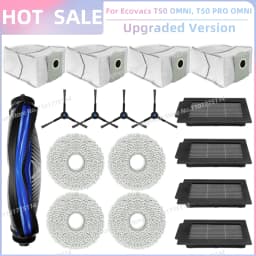 Fit For ECOVACS T50 PRO OMNI/T50 OMNI/T50 PRO OMNI GEN 2/T50 OMNI GEN 2 Parts Main Roller Side Brush Filter Mop Cloth Dust Bag
