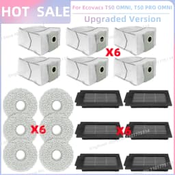Fit For ECOVACS T50 PRO OMNI/T50 OMNI/T50 PRO OMNI GEN 2/T50 OMNI GEN 2 Parts Main Roller Side Brush Filter Mop Cloth Dust Bag