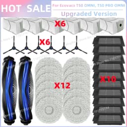 Fit For ECOVACS T50 PRO OMNI/T50 OMNI/T50 PRO OMNI GEN 2/T50 OMNI GEN 2 Parts Main Roller Side Brush Filter Mop Cloth Dust Bag
