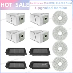 Fit For ECOVACS T50 PRO OMNI/T50 OMNI/T50 PRO OMNI GEN 2/T50 OMNI GEN 2 Parts Main Roller Side Brush Filter Mop Cloth Dust Bag