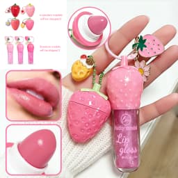 Random Shipping 1PC Strawberry Lip Gloss Lipstick, Christmas Holiday Gift, Moisturizing Anti Crack Long Lasting Lip Balm