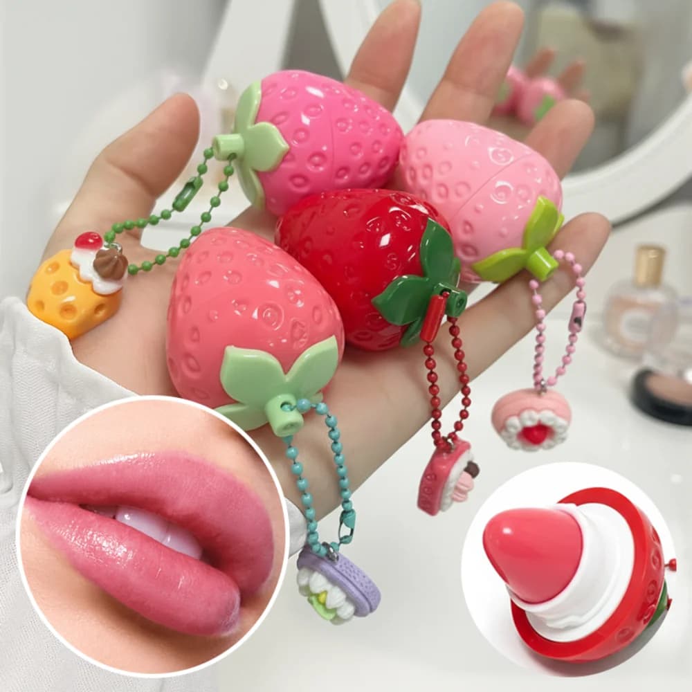Random Shipping 1PC Strawberry Lip Gloss Lipstick, Christmas Holiday Gift, Moisturizing Anti Crack Long Lasting Lip Balm