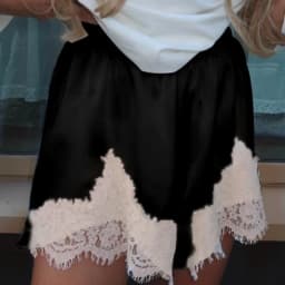 Y2k Coquette Lounge Slip Pajamas Shorts French Knickers Women Satin Silk Shorts Vintage Lace Trim Mini Micro Shorts Bottoms