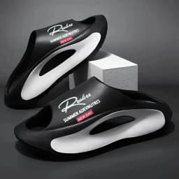 Lightweight EVA Men's Slide | Black and White Cartoon Design, Exposed Toes, Comfortable All Year Round, Casual Indoor/Outdoor Us