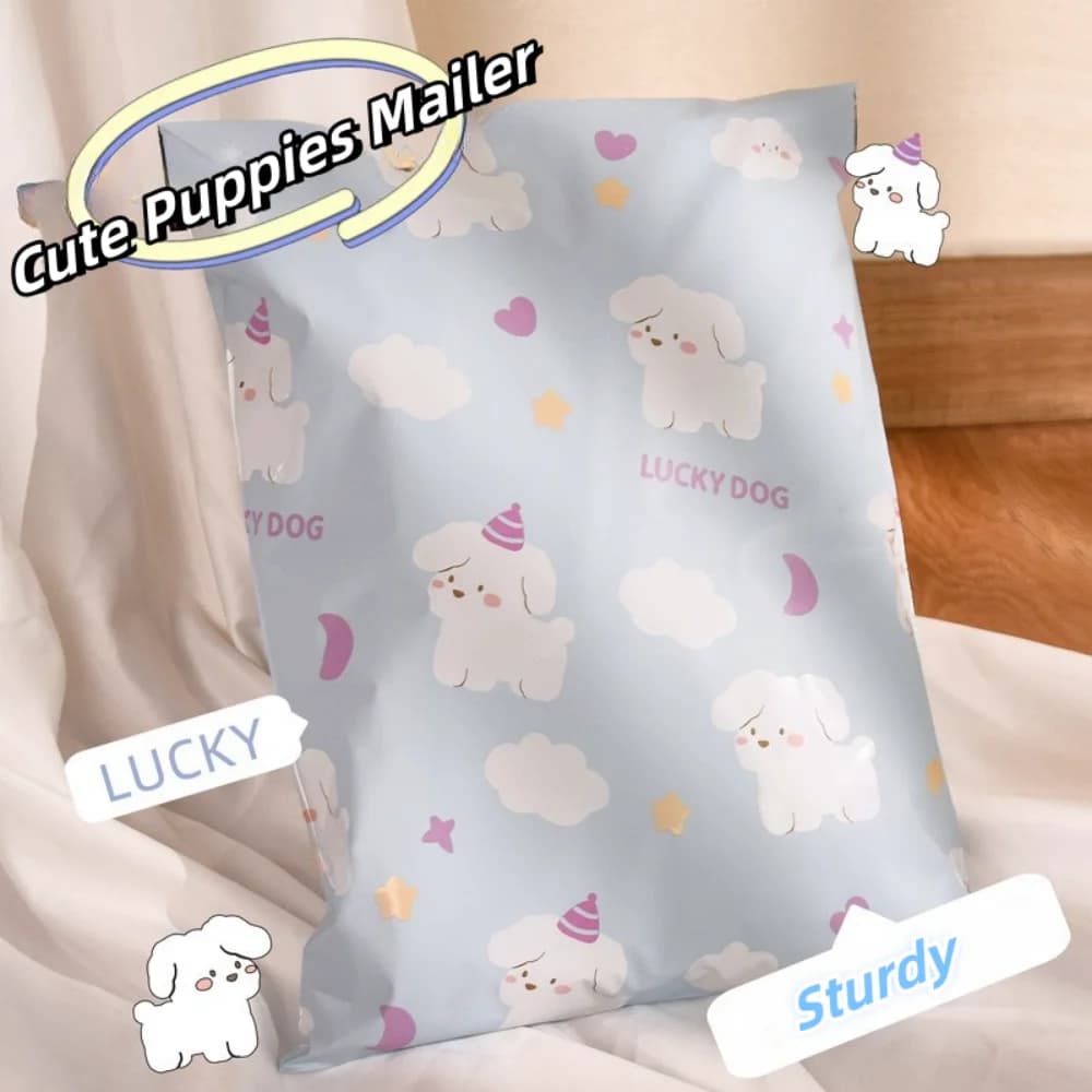 Poly Shipping Bags Cute Cartoon Mailing Bags Puppies Panda Poly Envelope Postal Courier Bag PE Plastic Self-Seal Mailbag 20PCS