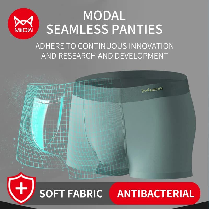 MiiOW 3Pcs Modal Man Underwear Boxer Men Hip Raise Antibacterial Cuecas Sexy Men's Panties Boxers Shorts Underpants Boxershorts