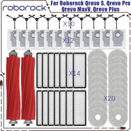 Roborock Qrevo S, Qrevo Pro, Qrevo MaxV, Qrevo Plus Vacuum Parts - Main Roller, Side Brush, Filter, Mop Pad, Cloth, Dust Bag