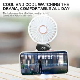 Mini Portable Handheld Fan Foldable Neck Hanging Fans 5 Speed USB Rechargeable Fan with Phone Stand and Display Screen 1800mAh