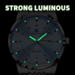 PAAZOMU Luxury Watch For Man Waterproof Luminous Date Week Stainless Steel Men Watch Casual Quartz Men's Watches Male Clock+box