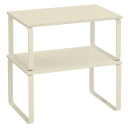 SONGMICS Set of 2 Expandable Cupboard Spice Racks, Black and Rustic Brown/Cream White/ Cappuccino Beige/White