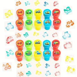 10/20/30 Pcs Construction Vehicle Stamps Classroom Reward Construction Vehicle Miniature Scrapbook Stamps Summer School Gift