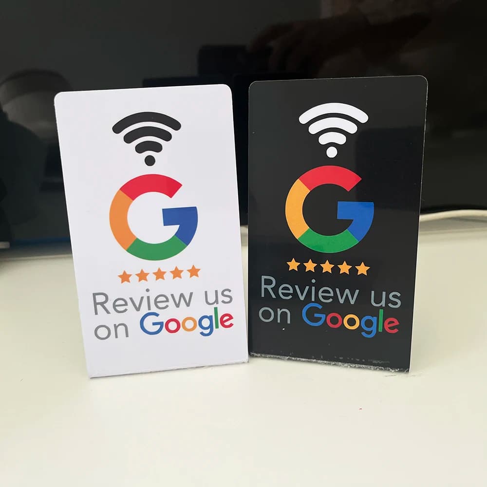 NFC 215 Programmable for Google Review Acrylic Stickers Card NFC Station Table 13.56Mhz Waterproof NFC Review Card