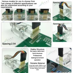 Test stand PCB Clip Single/Double 1.27/2.0/2.54mm Spacing Clamp Fixture Pogo Pin Download Program Burn With Box DuPont