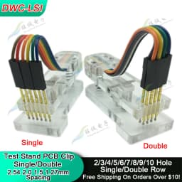 Test stand PCB Clip Single/Double 1.27/2.0/2.54mm Spacing Clamp Fixture Pogo Pin Download Program Burn With Box DuPont