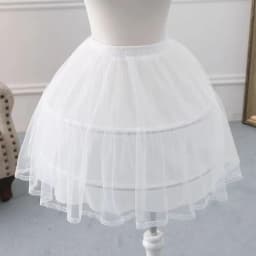 Girls Crinoline Petticoat with Hoop Under Skirt Short White Underskirt A-line Ball Gown Petticoats