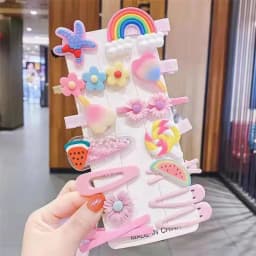 14pcs Set Of Hair Clips For Girls Cartoon Ice Cream Cute Children Hair Clips Fashion Accessories Children Candy Hair Clips
