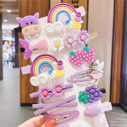 14pcs Set Of Hair Clips For Girls Cartoon Ice Cream Cute Children Hair Clips Fashion Accessories Children Candy Hair Clips