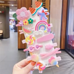 14pcs Set Of Hair Clips For Girls Cartoon Ice Cream Cute Children Hair Clips Fashion Accessories Children Candy Hair Clips