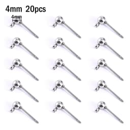 20pcs Stainless Steel Dia 4/5/6/8/10mm Stud Earrings Back Plug Ear Pins Ball Needles for DIY Jewelry Making Findings