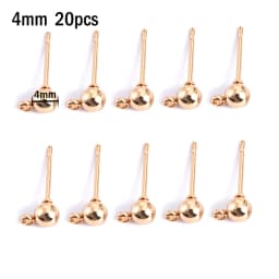 20pcs Stainless Steel Dia 4/5/6/8/10mm Stud Earrings Back Plug Ear Pins Ball Needles for DIY Jewelry Making Findings