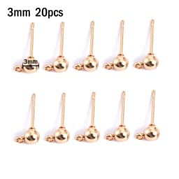 20pcs Stainless Steel Dia 4/5/6/8/10mm Stud Earrings Back Plug Ear Pins Ball Needles for DIY Jewelry Making Findings