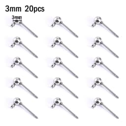 20pcs Stainless Steel Dia 4/5/6/8/10mm Stud Earrings Back Plug Ear Pins Ball Needles for DIY Jewelry Making Findings