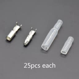 100pcs/25set Car Auto Motorcycle Bullet Terminals 4mm Male Female Wire Bullet Crimp Connectors Terminal With Insulation Sheath