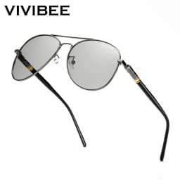 VIVIBEE Photochromic Sunglasses Mens Aviation Polarized UV400 Day and Night Vision Driving Sun Glasses Women Titanium Goggles
