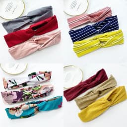 multiple styles Hair Accessories Print Dot Flamingo Headbands for Women Retro Cross Knot Head Wrap Turban Hairbands