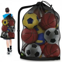 Soccer Ball Mesh Bag Backpack Extra Large Football Storage Bag With Drawstring Zipper Pocket For Holding Basketball Sports Bag