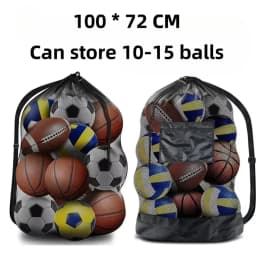 Soccer Ball Mesh Bag Backpack Extra Large Football Storage Bag With Drawstring Zipper Pocket For Holding Basketball Sports Bag