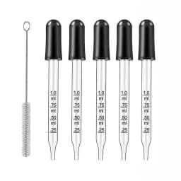 5Pcs Calibrated Thick Glass Straight-Tip Eye Dropper Clear Pipettes Dropper Medicine Dropping Pipettes Essential Oils Laboratory