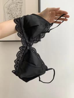SP&CITY Korean Style Triangle Cup Bow Lace Bra for Women Small Chest Satin Underwear Sweet Girl Breathable Comfortable Soft Bra