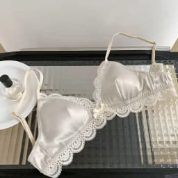 SP&CITY Korean Style Triangle Cup Bow Lace Bra for Women Small Chest Satin Underwear Sweet Girl Breathable Comfortable Soft Bra