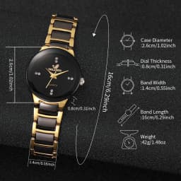 Women's Watch Fashion Black Steel Band Ladies Dress Quartz Watches Clock