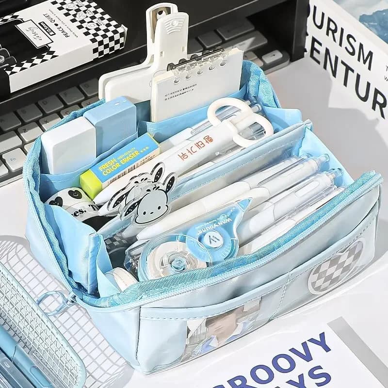 Multi Layer Prisms Large Capacity Transparent Pencil Case Multifunctional Simple and High Appearance Pencil Case 1pc