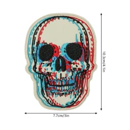 1PC 3D Skull Vertigo Funny Embroidered Patch Iron On Sew On Patches For Clothes Cap Bag Jacket DIY Gift Badge With Hot Adhesive