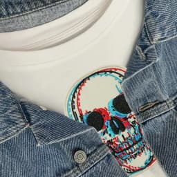 1PC 3D Skull Vertigo Funny Embroidered Patch Iron On Sew On Patches For Clothes Cap Bag Jacket DIY Gift Badge With Hot Adhesive