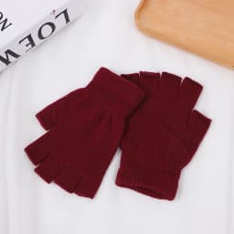 1Pair Black Half Finger Fingerless Gloves For Women And Men Wool Knit Wrist Cotton Gloves Winter Warm Workout Gloves