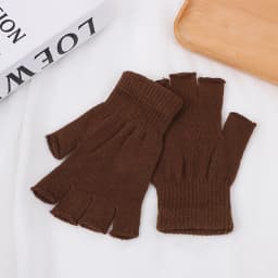 1Pair Black Half Finger Fingerless Gloves For Women And Men Wool Knit Wrist Cotton Gloves Winter Warm Workout Gloves