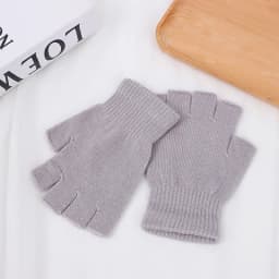 1Pair Black Half Finger Fingerless Gloves For Women And Men Wool Knit Wrist Cotton Gloves Winter Warm Workout Gloves
